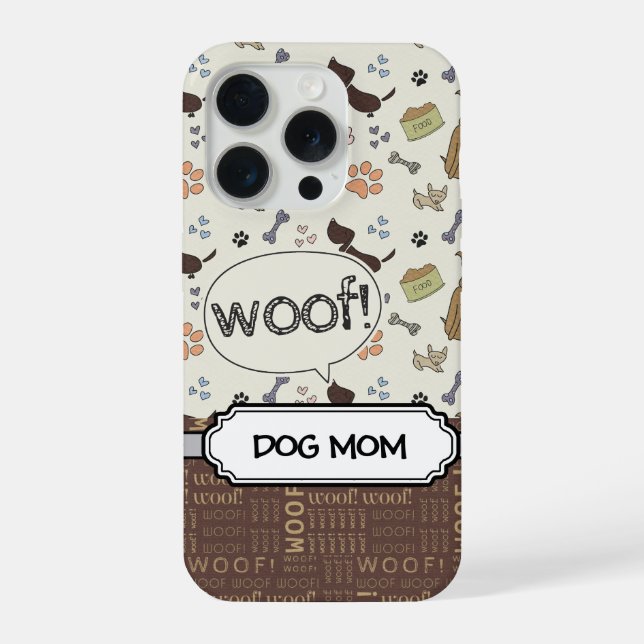 WOOF! Dog Lover - Puppies pattern personalized iPhone Case (Back)