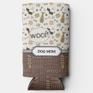 WOOF! Dog Lover - Puppies pattern personalized Seltzer Can Cooler