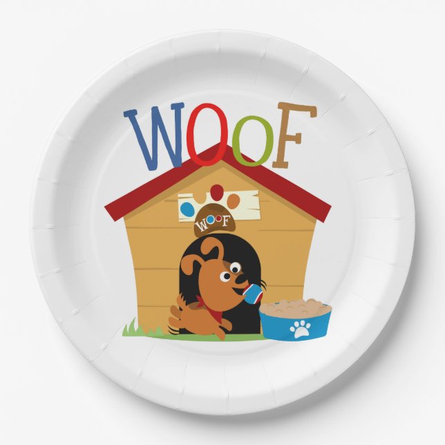 Woof Dog Paper Plate (Front)