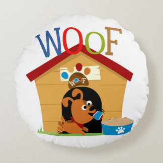 Woof Dog Round Pillow