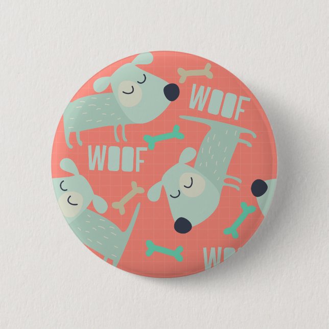 Woof Dogs and Bones 2 Inch Round Button (Front)