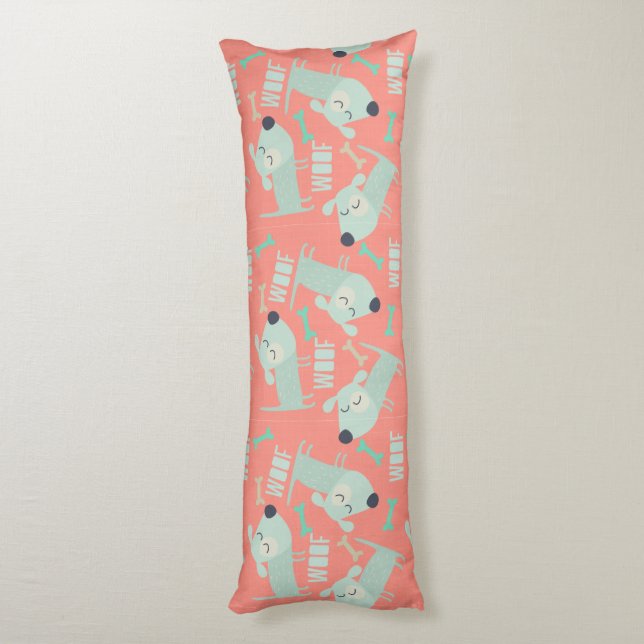 Woof Dogs and Bones Body Pillow (Back (Vertical))