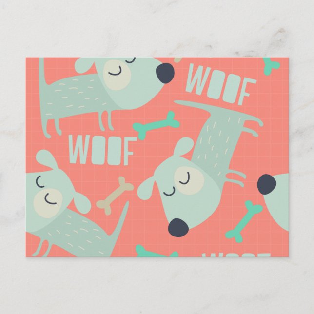 Woof Dogs and Bones Postcard (Front)