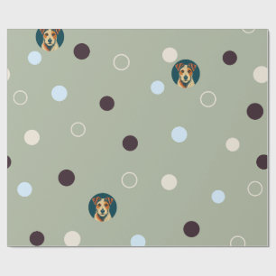 Woof-dot Jade — Refined Terrier and Circle Pattern Wrapping Paper