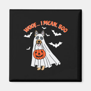 Woof I Mean Boo Funny Ghost Dog Halloween Pumpkin  Magnet