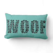 Woof/Love Paw Prints Lumbar Pillow
