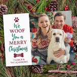 Woof Merry Christmas Cute Pet Dog Photo Postcard<br><div class="desc">Looking for a unique way to spread holiday cheer this season? Look no further than our We Woof You a Merry Christmas pet photo holiday cards! These cards are the perfect way to show off your furry family members and let your loved ones know you're thinking of them during the...</div>