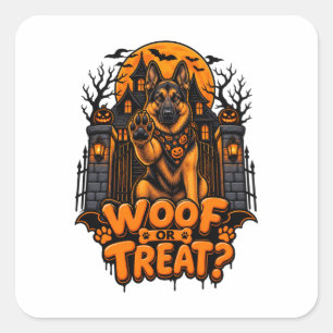 Woof Or Treat German Shepherd Halloween Funny Dog  Square Sticker