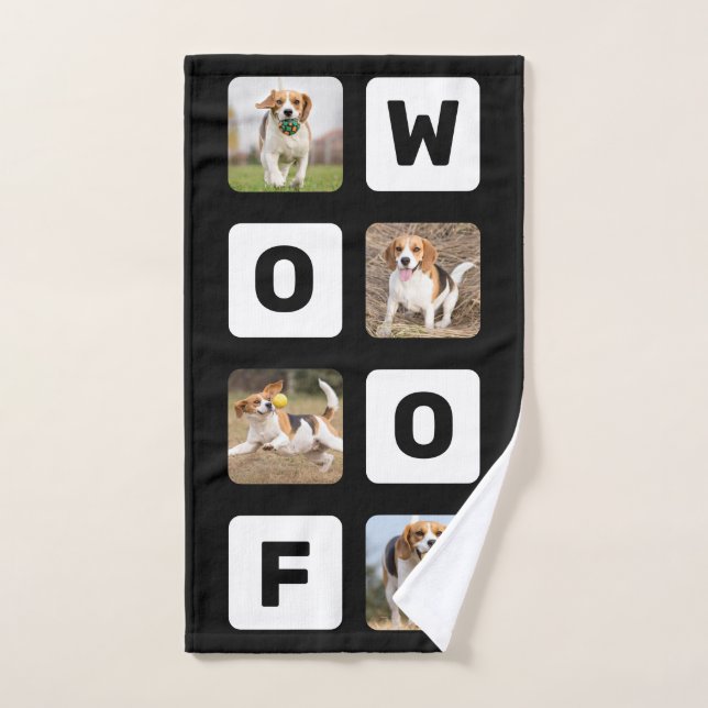 Woof Personalized Photo Collage Pet Lover Dog Hand Towel (Hand Towel)