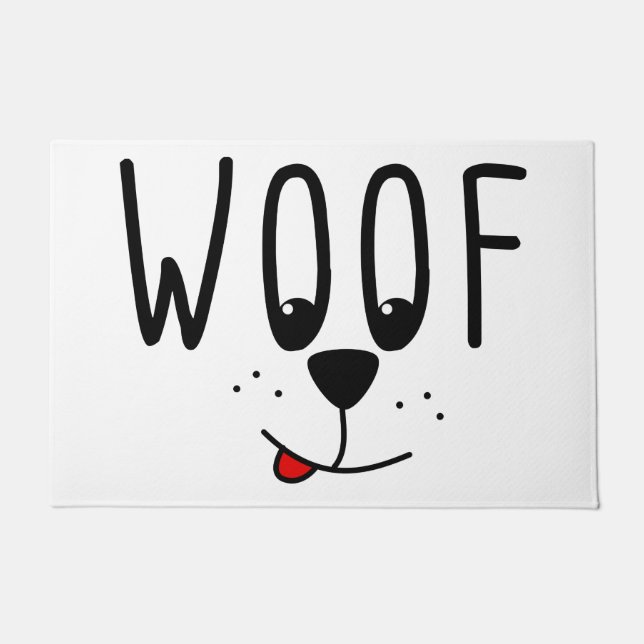 Woof! Pet Lovers Cute Puppy Dog Cartoon Gift Doormat (Front)