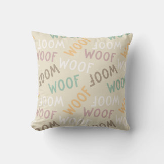 Woof Typography Pattern Throw Pillow