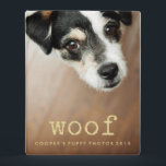 Woof Vintage Gold Text Add Your Dog's Photo Mini Binder<br><div class="desc">This adorable binder saves the front cover for your favourite photo of your dog! Simply use the template to add your photo,  and then customize the text on the bottom and the spine. The word "woof" appears in an old typewriter text style in a gold colour.</div>