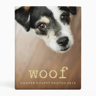 Woof Vintage Gold Text Add Your Dog's Photo Mini Binder