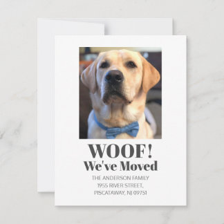 Woof! We’ve Moved Pet Dog Golden Retriever Name Announcement