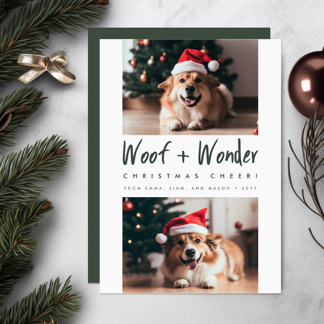 Woof + Wonder Cheer Funny Pet Dog Photo Christmas Holiday Card (Creator Uploaded)