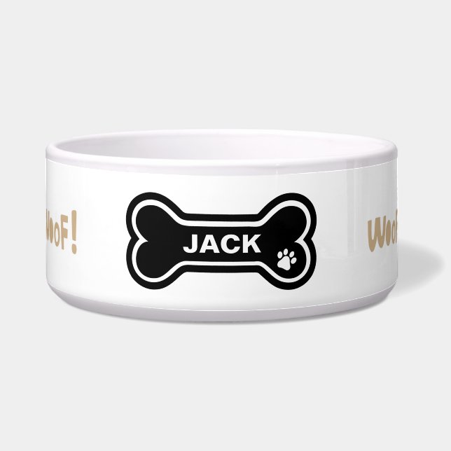 Woof, Woof Paw Print and Heart Personalized Dog (Front)