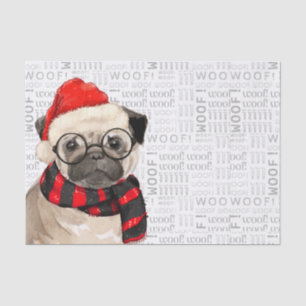 Woof Word Art and Christmas Pug Lover Tissue Paper