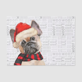 Woof Word Art and French Bulldog Christmas Tissue Paper