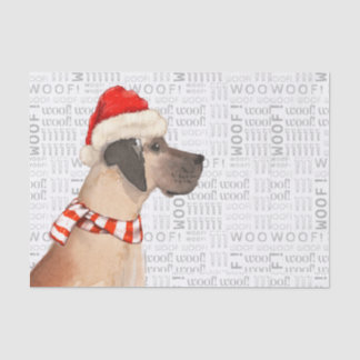 Woof Word Art and Great Dane Christmas Tissue Paper