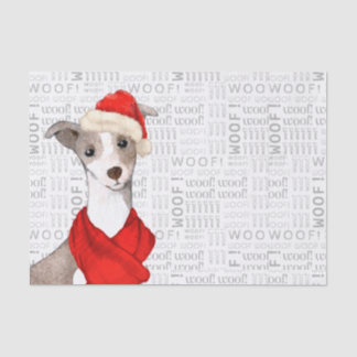 Woof Word Art and Italian Greyhound Christmas Tissue Paper