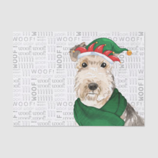 Woof Word Art and Lakeland Terrier Dog Christmas Tissue Paper