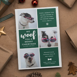 Woof you a Merry Christmas Photo Collage Holiday Card