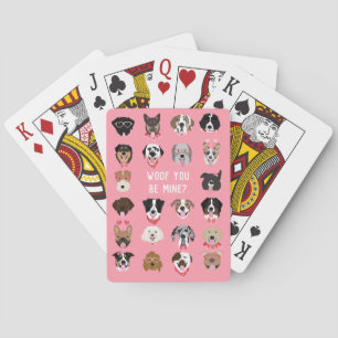 Woof You Be Mine Dog Face Pattern Playing Cards