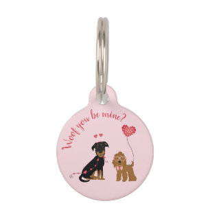 Woof You Be Mine Valentine Dogs Pet Tag