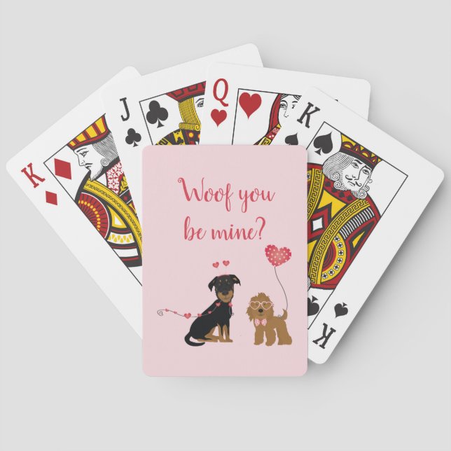 Woof You Be Mine Valentine Dogs Playing Cards (Back)