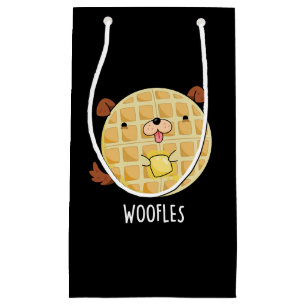 Woofles Funny Doggy Waffle Pun Dark BG Small Gift Bag