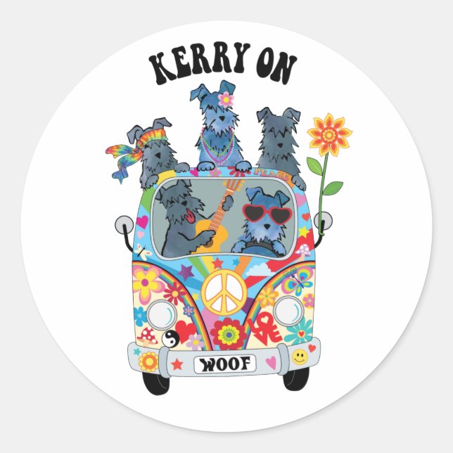 Woofstock Kerry Blue Terrier Classic Round Sticker (Front)