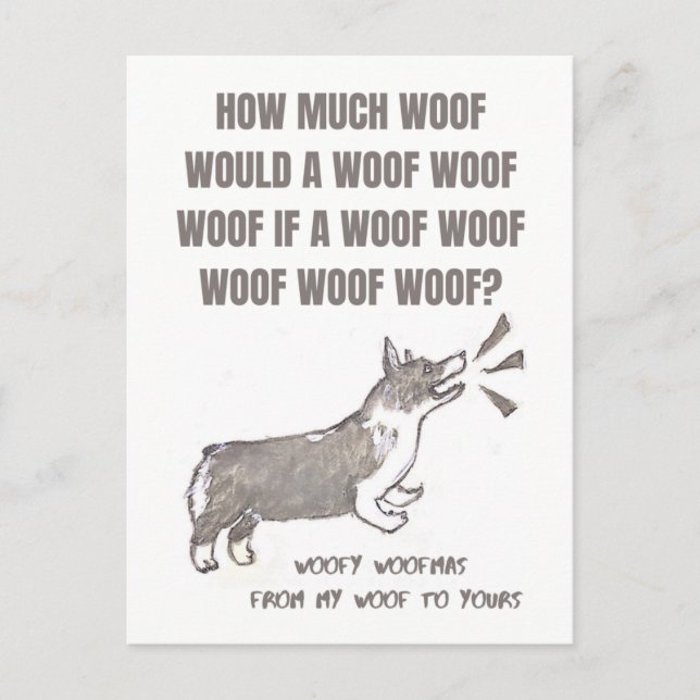 Woofy Woofmas : Carte de Noël avec corgi à aboyer (Devant)