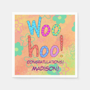 Woohoo Word Art Name Personalized Congratulations Napkin