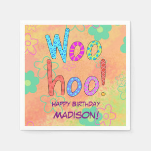 Woohoo Word Text Art Name Personalized Birthday Napkin