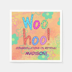 Woohoo Word Text Art Name Personalized Retirement Napkin