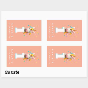 Wool Felted Unicorn Number Birthday Party Sticker