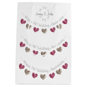 Wool heart 7th or any wedding anniversary gift bag