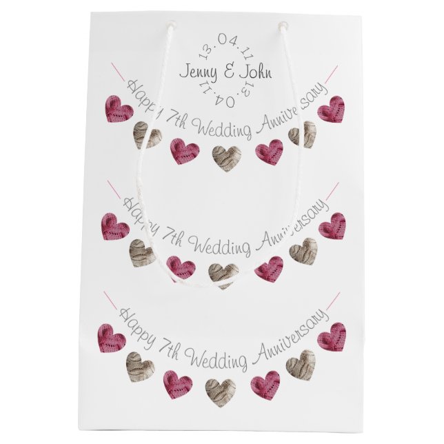 Wool heart 7th or any wedding anniversary gift bag (Back)