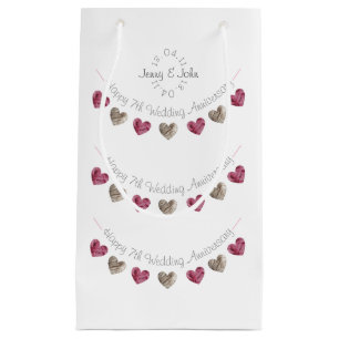 wool heart wedding anniversary small gift bag