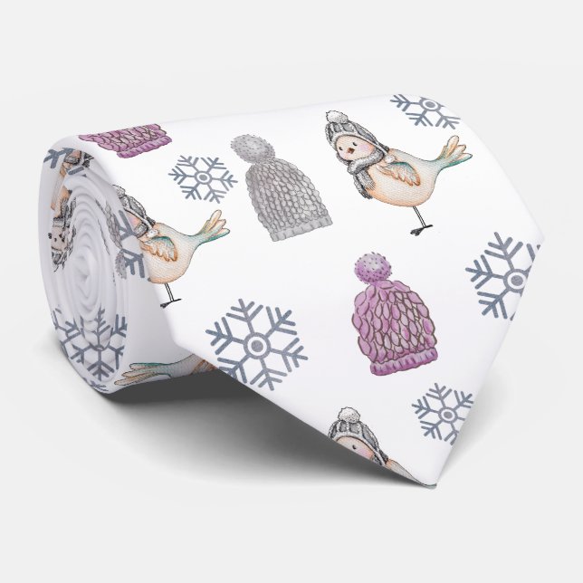 Wool Knit Hats and Cute Sparrows Tie (Rolled)