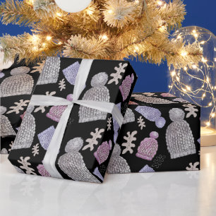 Wool Knit Hats Watercolor Hand-painted Wrapping Paper