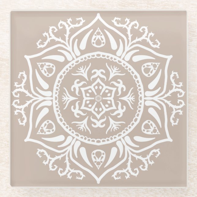 Wool Mandala Glass Coaster (Front)