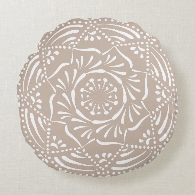 Wool Mandala Round Pillow (Front)