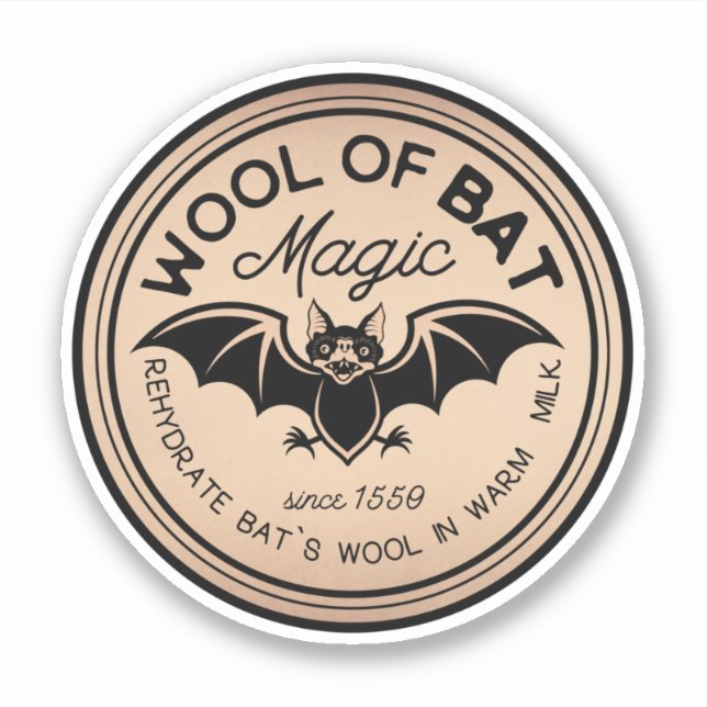 Wool of Bat Potion Vintage Label Sticker (Front)