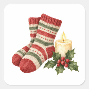 Wool Socks and Candle Square Sticker