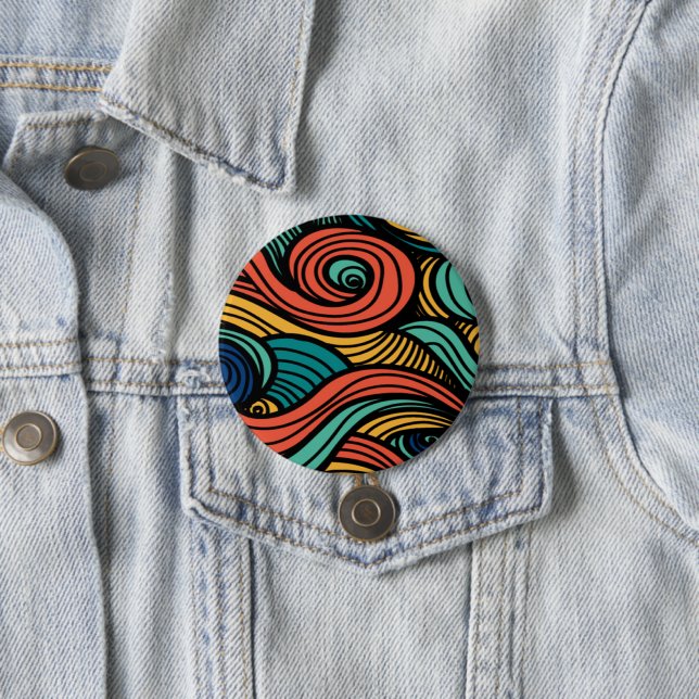Wool Topped paisley      3 Inch Round Button (In Situ)