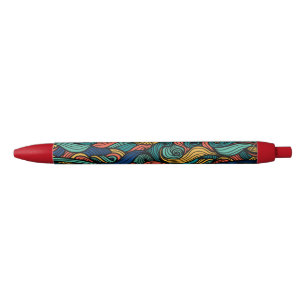 Wool Topped paisley      Blue Ink Pen