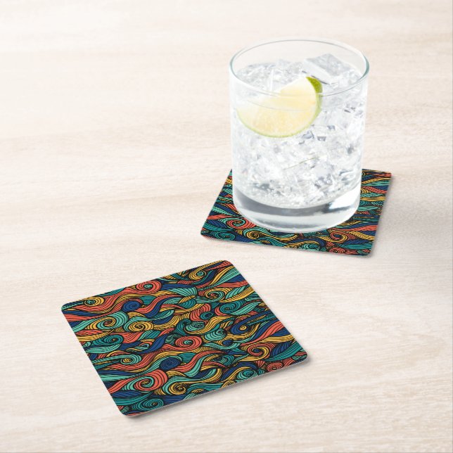 Wool Topped paisley      Square Paper Coaster (Insitu)