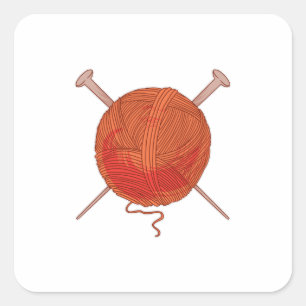 Wool Yarn Ball Square Sticker