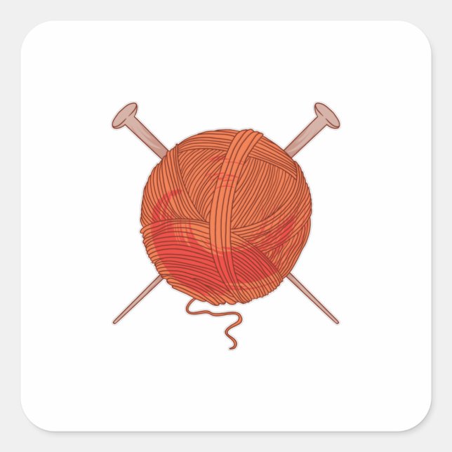 Wool Yarn Ball Square Sticker (Front)